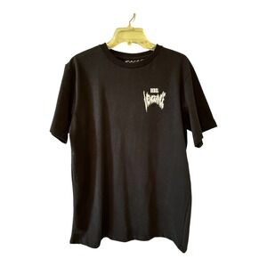 Rebel Vengeance Mens Black Rhinestone Cross Graphic Embroidered T-Shirt Size M